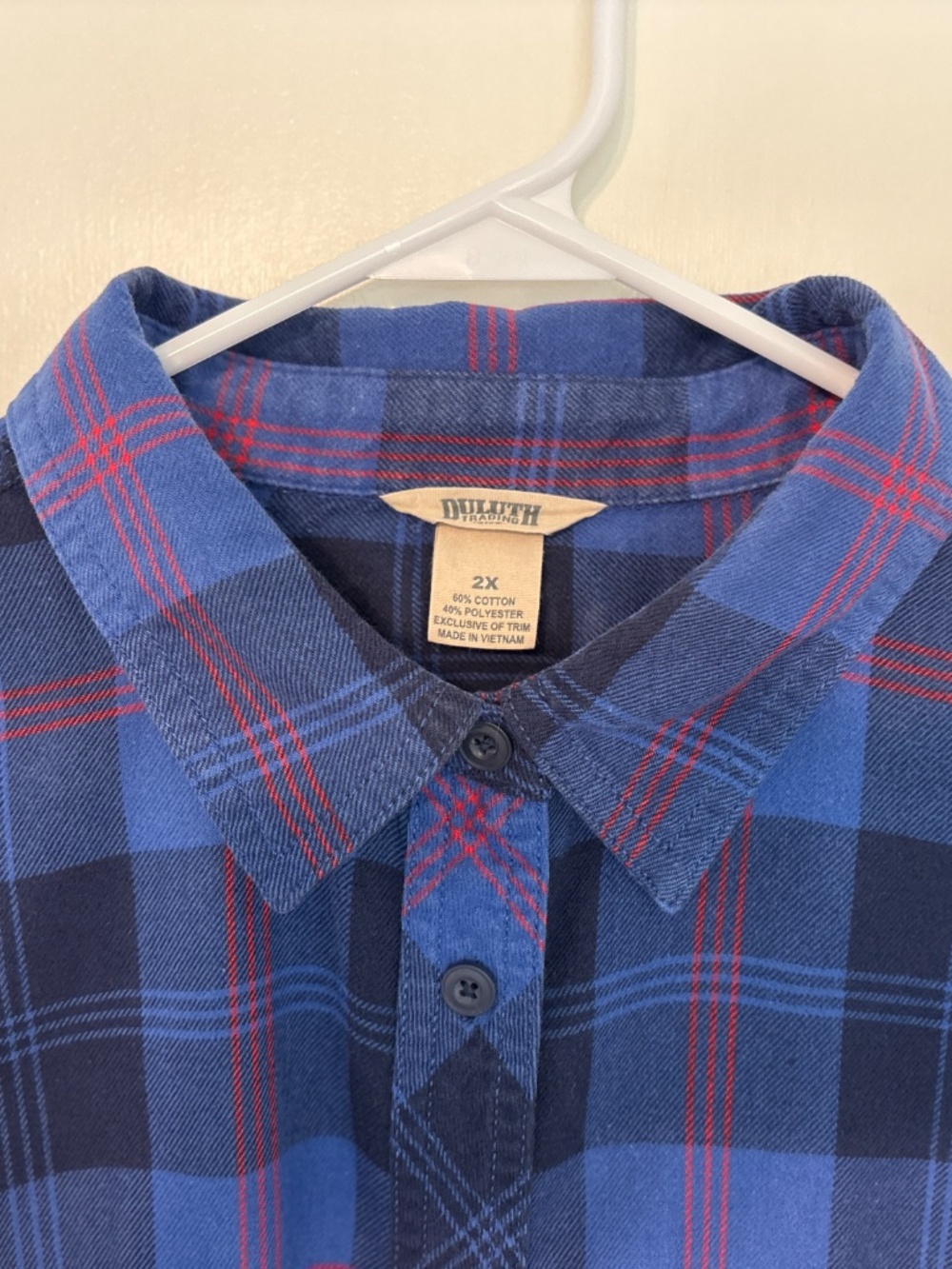 Duluth Trading Co 89801 Women's Blue Plaid Crosscut Wicking Flannel Shirt Top 2X - Picture 4 of 11